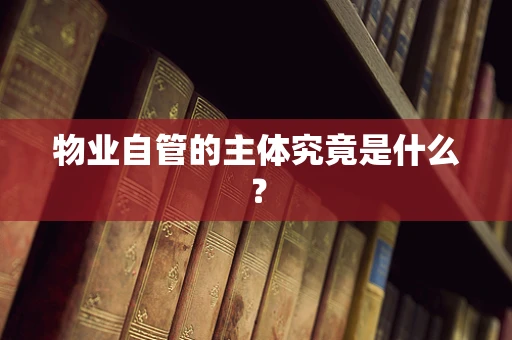 物业自管的主体究竟是什么？