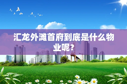 汇龙外滩首府到底是什么物业呢？
