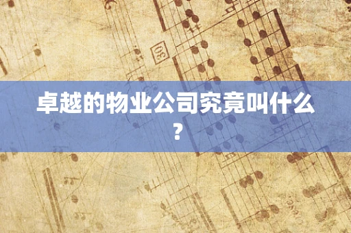 卓越的物业公司究竟叫什么？