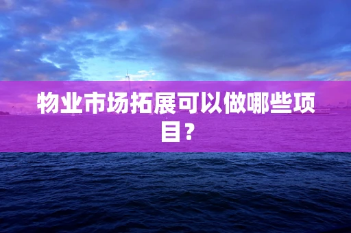 物业市场拓展可以做哪些项目？