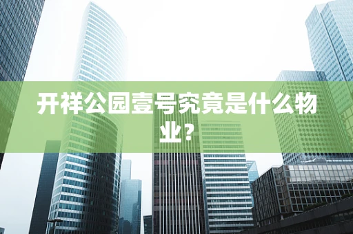 开祥公园壹号究竟是什么物业？