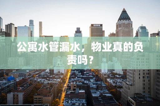 公寓水管漏水，物业真的负责吗？